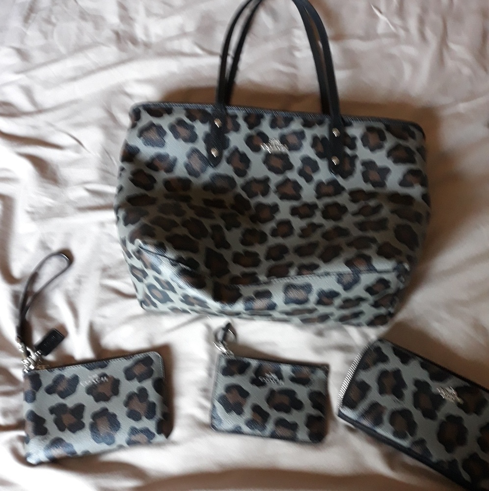 Coach city tote and matching wallet and accessorie